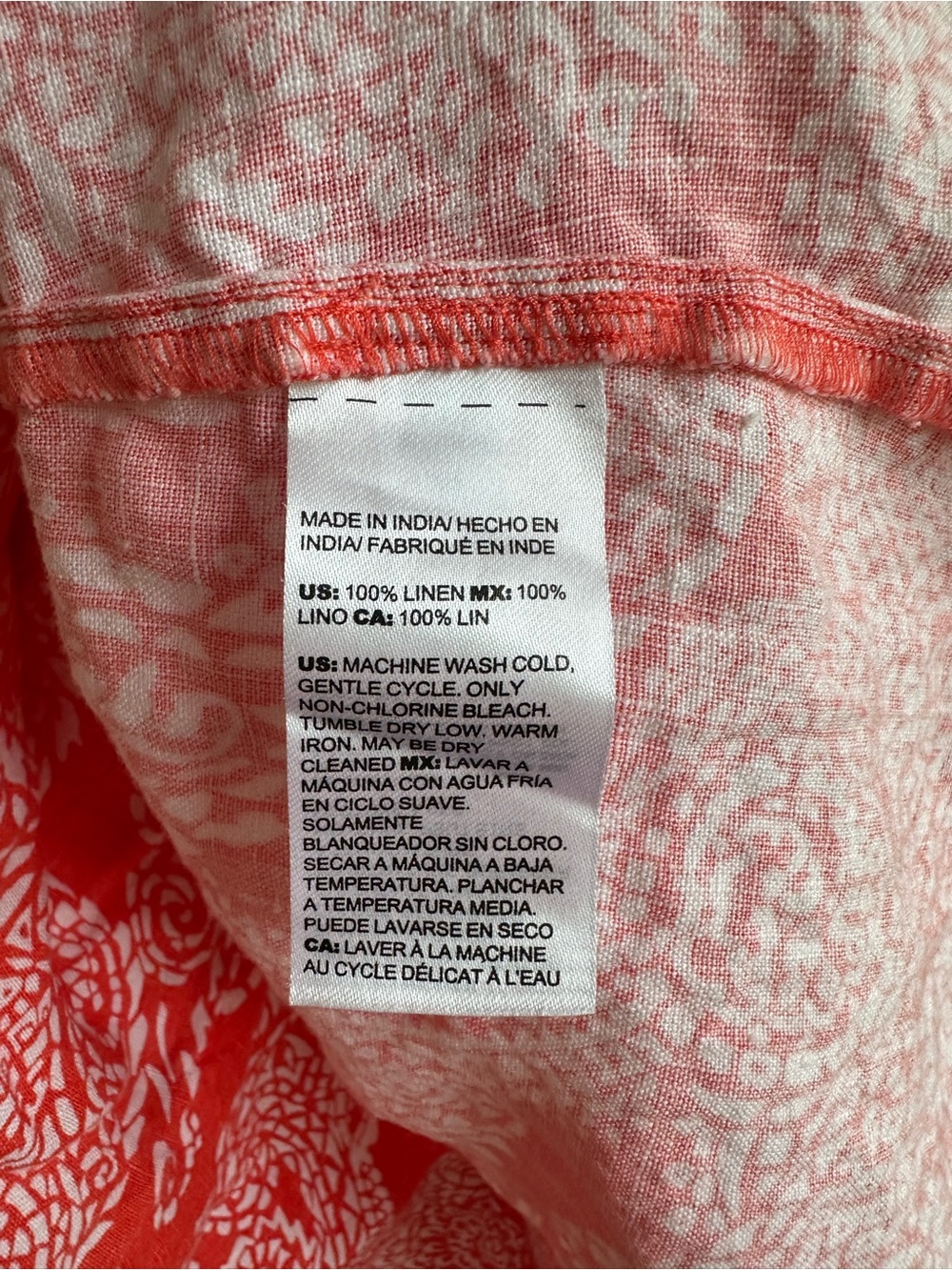 Chico's Bright Coral paisley linen shift dress. - Picture 3 of 4